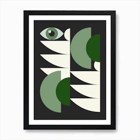 Mid Century Geometrical In Green Art Print