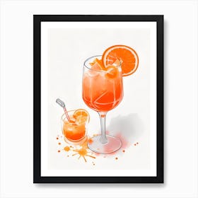 Aperol With Ice And Orange Watercolor Vertical Composition 8 Art Print