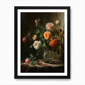 Baroque Floral Still Life Rose 3 Art Print