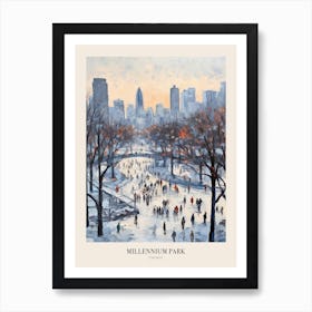 Winter City Park Poster Millennium Park Chicago 2 Art Print