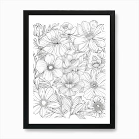 Flowers Coloring Page Art Print