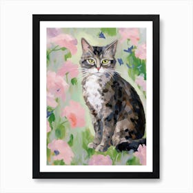 A American Bobtail Cat Painting, Impressionist Painting 1 Art Print