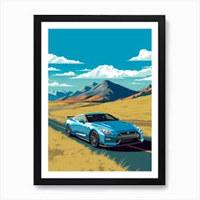 A Nissan Gt R In The Andean Crossing Patagonia Illustration 4 Art Print