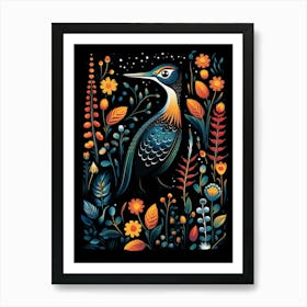 Folk Bird Illustration Common Loon 4 Art Print