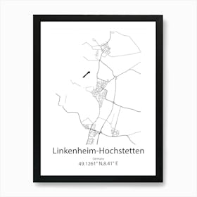 Linkenheim Hochstetten,Germany Minimalist Map Art Print