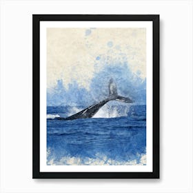 Humpback Whale watercoloring Art Print
