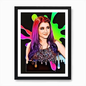 Abstract Girl With Colorful Hair Art Print