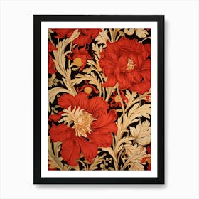 Red And Gold Floral Pattern Art Print