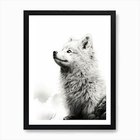 Arctic Fox Cinematic Pencil Drawing 2 Art Print