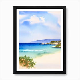 Cala Varques Beach 2, Mallorca, Spain Watercolour Art Print
