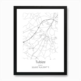 Tubize,Belgium Minimalist Map Art Print