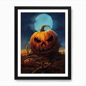 Halloween Pumpkin Watercolor Art Print