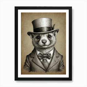 Ferret In Top Hat 2 Art Print