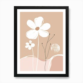 White Flowers On A Pink Background 1 Art Print