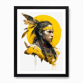 Indian woman in yellow Art Print