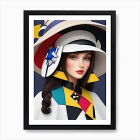 Woman In A Hat - Cubism 8 Art Print