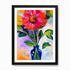 Aster Floral Abstract Block Colour Flower Art Print