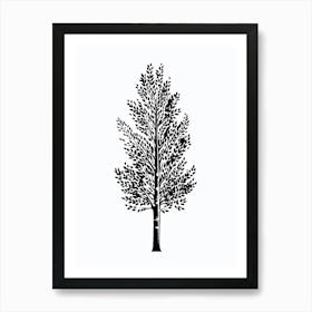 Poplar Tree Simple Geometric Nature Stencil 1 Art Print