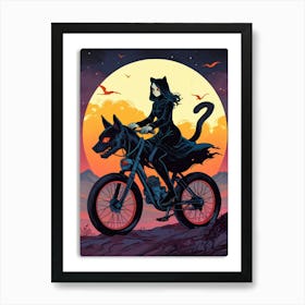 Cat On A Bike Art Print