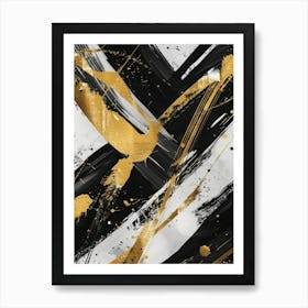 Abstract Gold And Black Painting 4 Affiche