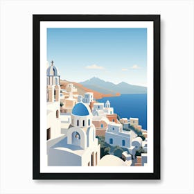 Santorini, Greece, Graphic Illustration 4 Art Print