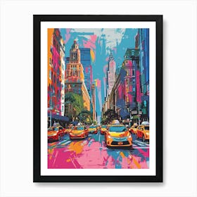 Fifth Avenue New York Colourful Silkscreen Illustration 4 Art Print