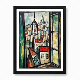 Window View Of Prague Of In The Style Of Cubism 1 Art Print