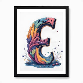 Colorful Letter E Illustration 97 Art Print