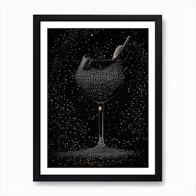 Black Magic Pointillism Cocktail Poster Art Print