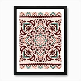 WA240017 - Intricate Mandala with Peach and Teal - Bohemian Geometric Art Art Print