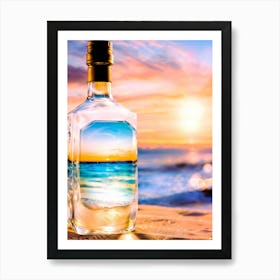 Bottle On The Beach Art Print