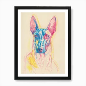 Pastel Watercolour Pharaoh Hound Dog Line Illustration 3 Art Print