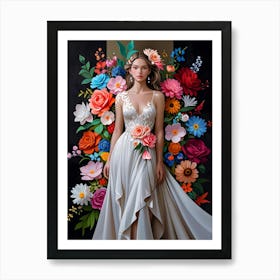 Bride With Flowers Art Print