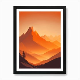 Misty Mountains Vertical Composition In Orange Tone 154 Art Print