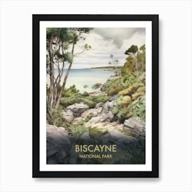 Biscayne National Park Watercolour Vintage Travel Poster 1 Art Print