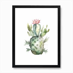 Crown Of Thorns Cactus Watercolour Drawing 2 Art Print