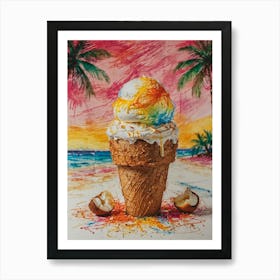 Rainbow Ice Cream Cone 9 Art Print