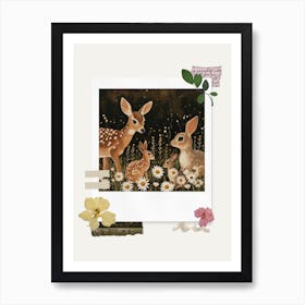 Scrapbook Deer And Bunnies Fairycore Painting 3 Art Print