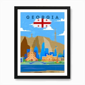 Tbilisi, Georgia — Retro travel minimalist poster 1 Art Print