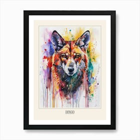 Dingo Colourful Watercolour 4 Poster Art Print
