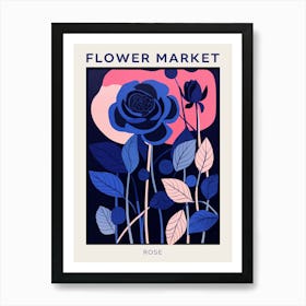 Blue Flower Market Poster Rose 1 Art Print