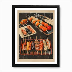 Yakitori & Yakiniku Japanese Grill Mid Century Modern Art Print