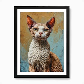 Devon Rex Relief Illustration 3 Art Print