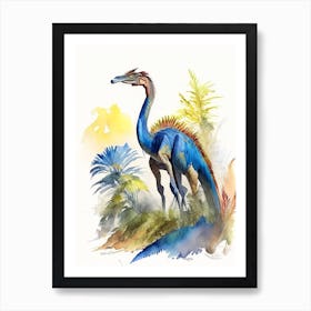 Therizinosaurus Watercolour Dinosaur Art Print