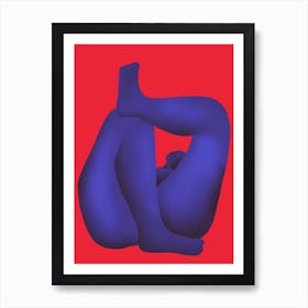 Woman In Blue And Red Art Print