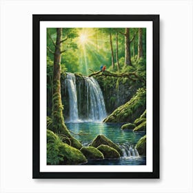 Waterfall In The Forest Art Print