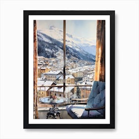 Winter Cityscape St Moritz 1 Art Print