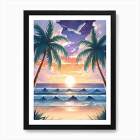 Sunset At The Beach 12 Art Print