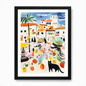 The Food Market In Mallorca 3 Illustration Art Print