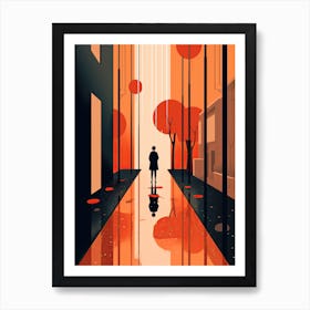 City In The Rain, minimalism Art Print